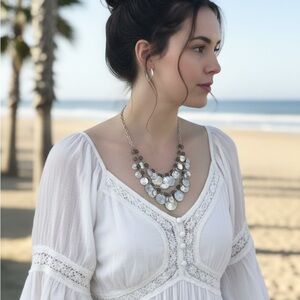 Stella & Dot Sanibel Hammered Disc Labradorite Necklace & Earrings